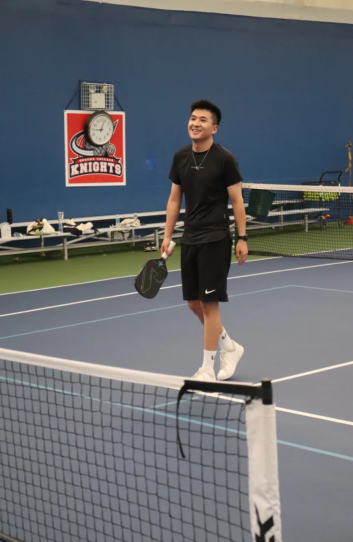 Kelvin mid-game at pickleball